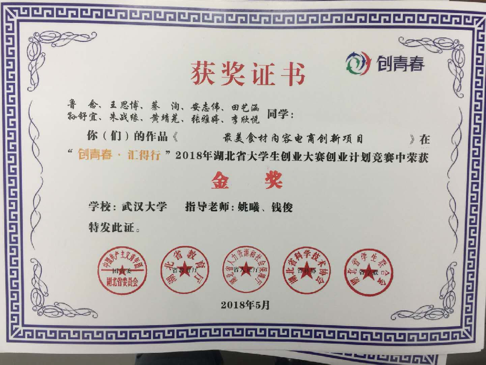 【创新创业】红桃视频
学生团队获湖北省大学生创业大赛金奖